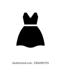 Dress black glyph ui icon. Women clothing store. Stylish apparel. User interface design. Silhouette symbol on white space. Solid pictogram for web, mobile. Isolated vector illustration