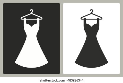 Dress - black and white icons. Vector illustration.