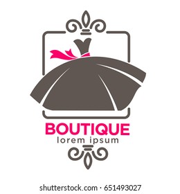 Dress boutique or fashion atelier salon vector icon template