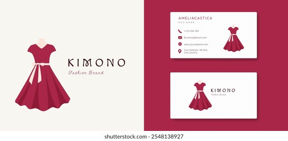 Kleid und Boutique Logo Design Inspiration. Minimalistisches Modesymbol für Frauenbekleidung, Kleidung, Mode und Lifestyle Business Markenidentität. Drees Symbol Symbol, Vektorgrafik.