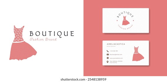 Kleid und Boutique Logo Design Inspiration. Minimalistisches Modesymbol für Frauenbekleidung, Kleidung, Mode und Lifestyle Business Markenidentität. Drees Symbol Symbol, Vektorgrafik.