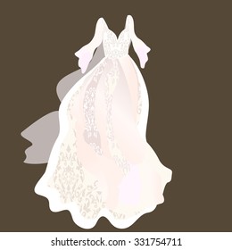dress for the bride with a pink pattern