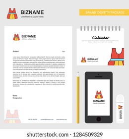 Dress  Business Letterhead, Calendar 2019 and Mobile app design vector template