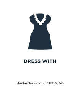 Dress with Butterfly Sleeves icon. Black filled vector illustration. Dress with Butterfly Sleeves symbol on white background. Can be used in web and mobile.