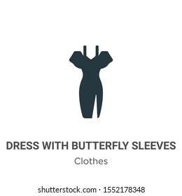 Dress with butterfly sleeves vector icon on white background. Flat vector dress with butterfly sleeves icon symbol sign from modern clothes collection for mobile concept and web apps design.