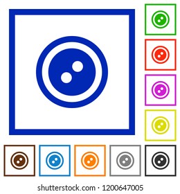 Dress button with 2 holes flat color icons in square frames on white background