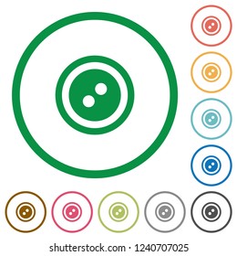 Dress button with 2 holes flat color icons in round outlines on white background