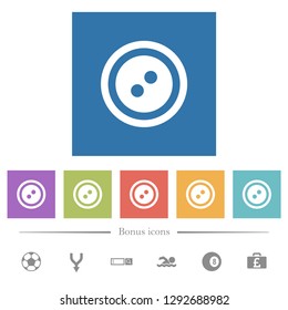 Dress button with 2 holes flat white icons in square backgrounds. 6 bonus icons included.