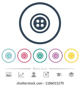 Dress button with 4 holes flat color icons in round outlines. 6 bonus icons included.