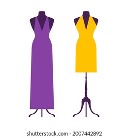 Fondo del patrón de silueta plana del dibujo del vestido de vestir para su uso en el diseño