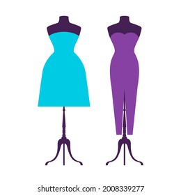 Dress cartoon flat silhouette pattern background for use in design