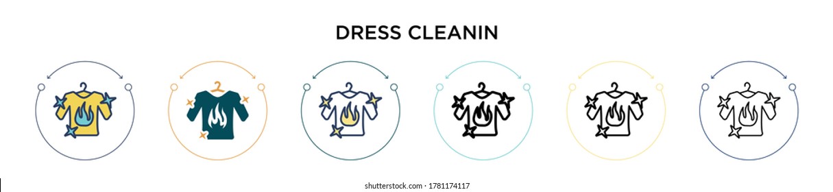 Dress cleanin icon in filled, thin line, outline and stroke style. Vector illustration of two colored and black dress cleanin vector icons designs can be used for mobile, ui, web