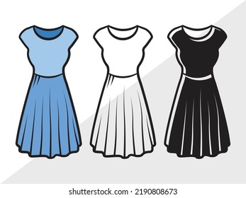 Dress Clipart SVG Printable Vector Illustration