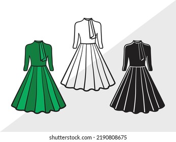 Dress Clipart SVG Printable Vector Illustration