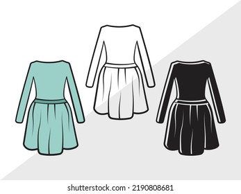 Dress Clipart SVG Printable Vector Illustration