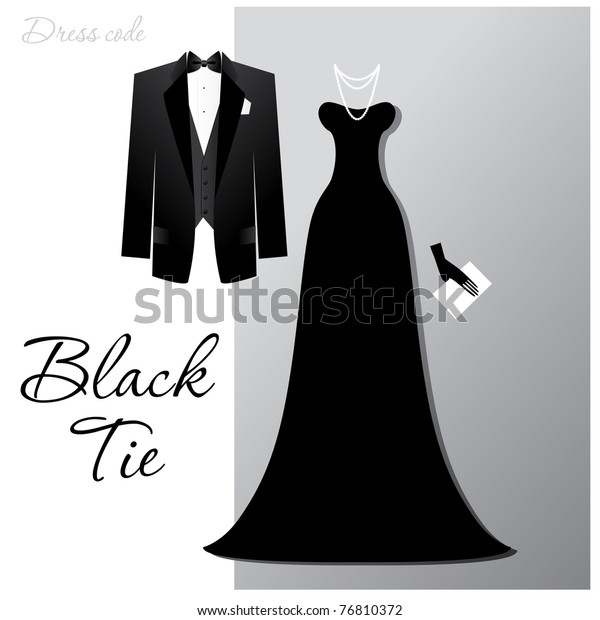 Dress Code Black Tie Man Black Stock Vector (Royalty Free) 76810372 ...