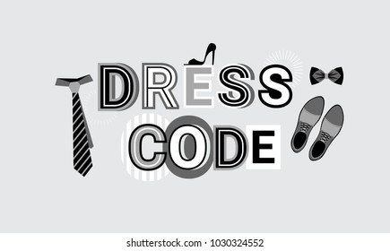 Dress Code Formal Sign Web Banner Abstract Template Background Vector Illustration