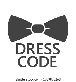 Dress code with gentlemen neck bow and sign. Flat vector illustration.  VIP club, reastaurant entrance poster design. Formal evening, night attire information.