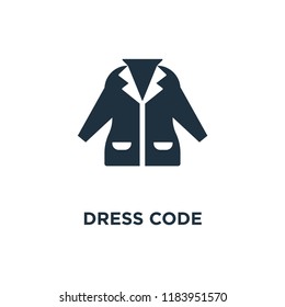 Dress code icon. Black filled vector illustration. Dress code symbol on white background. Can be used in web and mobile.