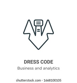 Dress code outline vector icon. Thin line black dress code icon, flat vector simple element illustration from editable business concept isolated stroke on white background