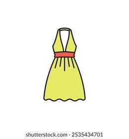 Farbiges Vektorsymbol im Kleid auf weißem Hintergrund. Stock-Vektor EPS10