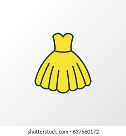Dress Colorful Outline Symbol. Premium Quality Isolated Evening Gown Element In Trendy Style.