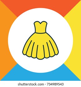 Dress Colorful Outline Symbol. Premium Quality Isolated Evening Gown Element In Trendy Style.