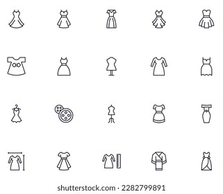 Dress concept. Collection of clothes high quality vector outline signs for web pages, books, online stores, flyers, banners etc. Set of premium illustrations isolated on white background 