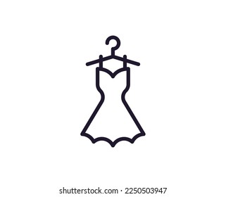 Dress concept. Single premium editable stroke pictogram perfect for logos, mobile apps, online shops and web sites. Vector symbol isolated on white background. 