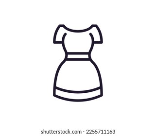 Dress concept. Single premium editable stroke pictogram perfect for logos, mobile apps, online shops and web sites. Vector symbol isolated on white background. 