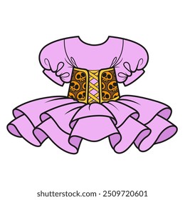 Dress with a corset with a skull ornament and a tutu skirt for a witch costume for Halloween color variation. Image produced without the use of any form of AI software at any stage.