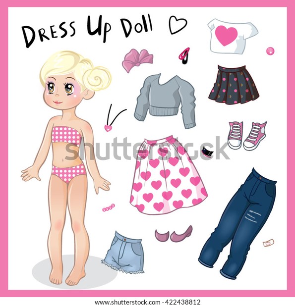 Dress Cute Paper Doll Stock Vector (Royalty Free) 422438812