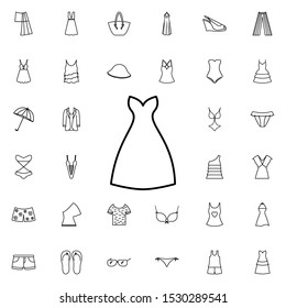 Dress with decolletage icon. Universal set of summer clothes for website design and development, app development