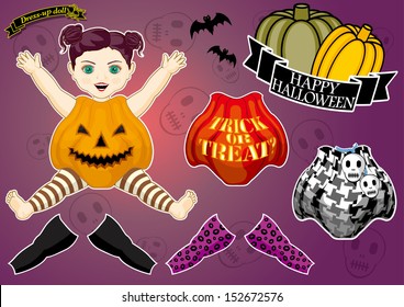 dress up doll-halloween version-Jack of the lantern-sitting girl