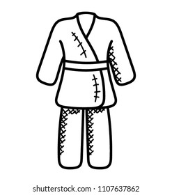 
A dress doodle denotes the japanese karate uniform, karategi.
