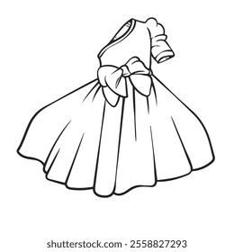 Dress. drawing with line art. simple design. you can give color you want. vector illustrations