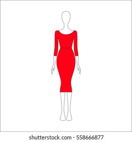 Dress drawn vector. women's clothing. 