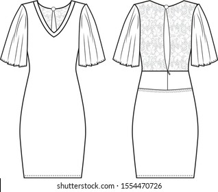 Dress Editable Fashion Flat Template Stock Vector (Royalty Free ...