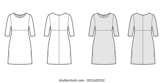 Dress Empire Line Technical Fashion Illustration Stock Vector (Royalty ...