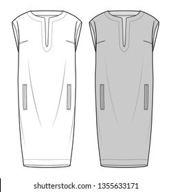 DRESS fashion flat sketch template