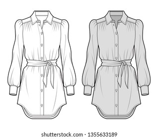 DRESS Fashion Flat Sketch Template