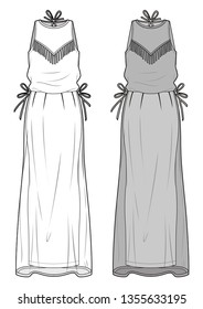 DRESS fashion flat sketch template