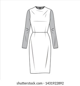 Dress Fashion Flat Sketch Template Stock Vector (Royalty Free ...