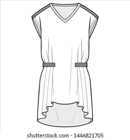 DRESS fashion flat sketch template