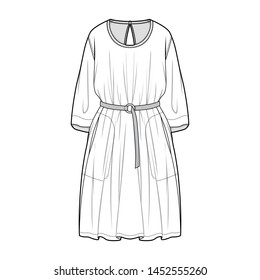 DRESS fashion flat sketch template