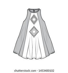 Dress fashion flat sketch template