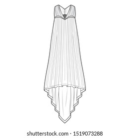 Dress Fashion Flat Sketch Template Stock Vector (Royalty Free ...