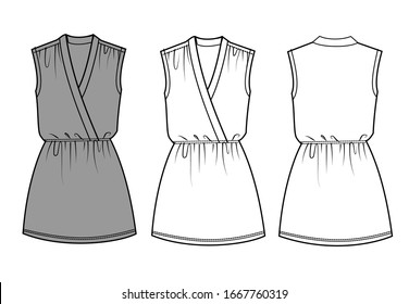 dress  fashion flat sketch template
