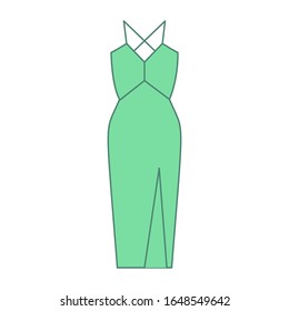 Dress fashion green icon. Simple outline colored vector of woman clothes icons for ui and ux, website or mobile application