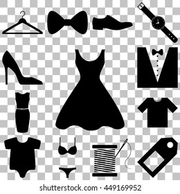 Dress and fashion signs set. Vector illustration